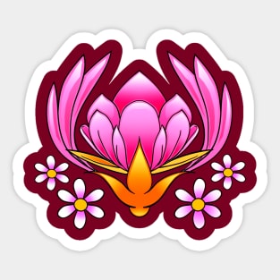 Pink Floral Design Sticker